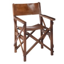 Fauteuil Pliable Design Cuir "Museum" 88cm Marron