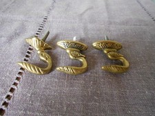 3 Crochets anciens pour embrases à rideaux bronze laiton dits " col de cygne "