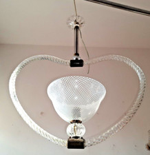RARE Lustre D'Époque Chandelier En Verre De Murano Reticello Barovier Années 40