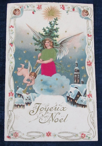 Cpa ange gardien noël - ange,