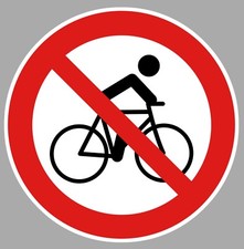 STICKER INTERDIT VELO BICYCLETTE VTT VTC CAMPING MUR AUTOCOLLANT CAM216