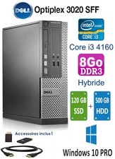 DELL OPTIPLEX 3020 SFF I3-4160 3,6Ghz 8 Go Hybride SSD 120 Go + 500 Go Win10 PRO