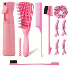 Lot De 10 Brosses Et Peigne A Cheveux Démêlant Coiffure Pulvérisateur Rose