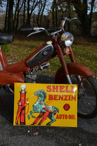 Plaque émaillée shell - shell, benzin