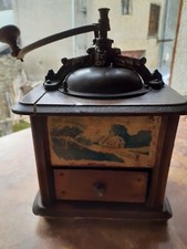 Ancien Moulin À Café Japy SGDG Bois Et Métal Décor Sur Carton Vintage