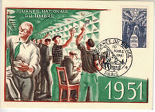 FDC carte 1er jour, journée du timbre 1951 Paris