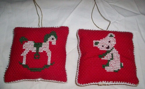 Mini cross stitch pillow - cross,