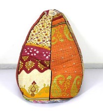 Chaise de dortoir à la main Kantha Bohemian Hippie Bean Bag Gypsy Ottoman Pouf