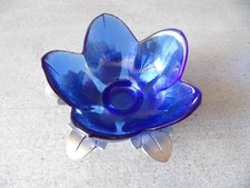 vide poche photophore en étain et verre bleu Jean Goardère