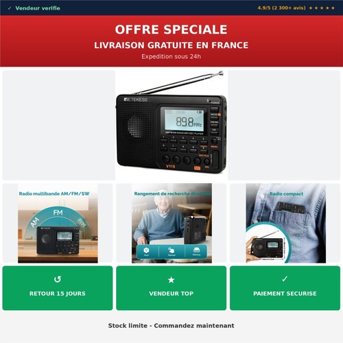 Radio portable retekess v115 - radio,