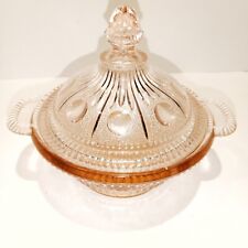 Ancien sucrier, bonbonnière ou drageoir, en Verre Rose moulé Bayel ou Portieux