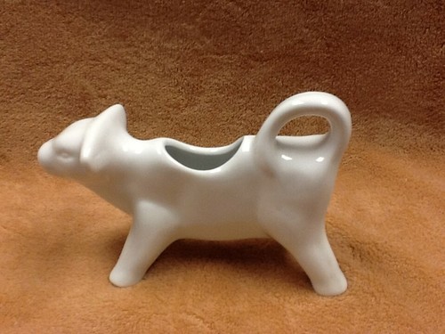 White porcelain creamer cow - white,