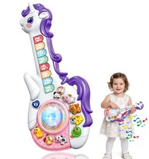 Guitare Enfant, 2 en 1 Guitare Jouet Enfant, Instrument de Musique Enfants, 4...