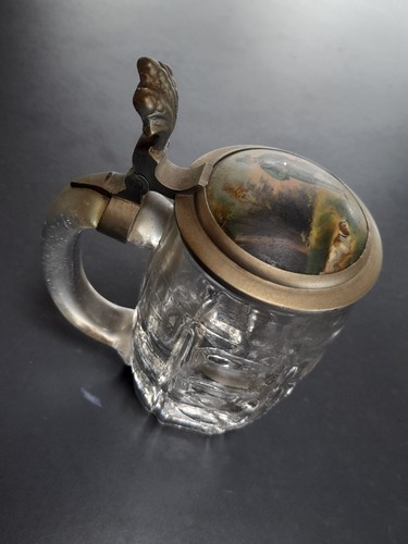 Choppe ancienne verre peint - ancienne,
