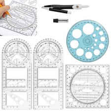 4 Pcs Règle Dessin + Compass