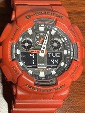 Casio G-Shock GA-100B 50 mm Rouge en Resine Montre pour Homme