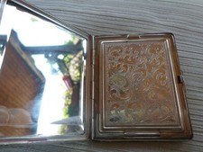 Poudrier ancien-Argent Massif-guilloché- poinçon Charançon-Art Déco-solid silver