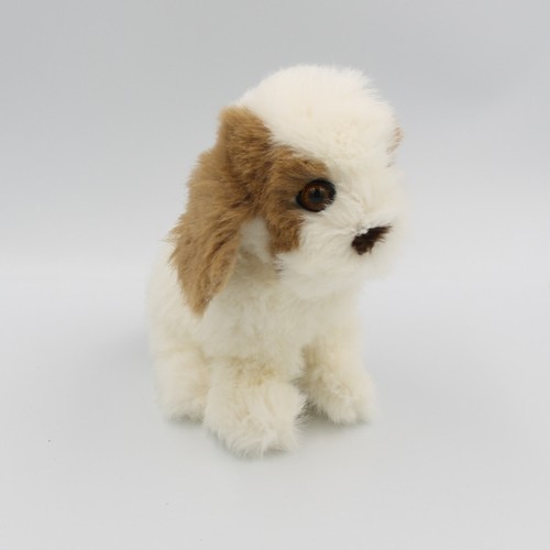 Peluche chien marron blanc