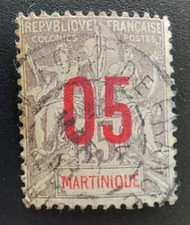 TIMBR Martinique 1912 grpe allég 15c surchargé rouge 05 oblitéré Fort de France