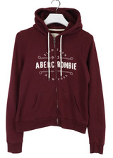 Sweat À Capuche Femme ABERCROMBIE & FITCH Grand Logo Bourgogne Poche