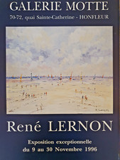 RENE LERNON - AFFICHE ORIGINALE EXPOSITION - GALERIE MOTTE HONFLEUR - 1996