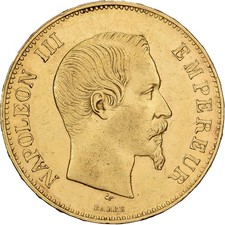 France, Napoléon III, 100 Francs Or, 1857, Paris, tête nue, Or, TTB