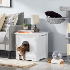 Maison de Toilette Chat Niche Chat Chien Cache Litière Table d'Appoint M L XL