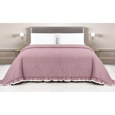 Couvre-lit matelassé avec volants en Lit Double assorti rose/crème