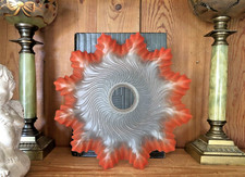 Ancien Abat-jour en Corolle en Pâte de Verre Bicolore Orange