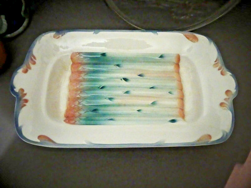 Grand plat asperges faience - plat, en