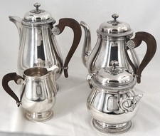 Christofle Lauzun, godrons, service à thé/café de 4 pièces en métal argenté.