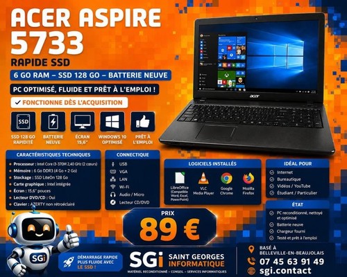 Portable acer aspire 5733 - pc,
