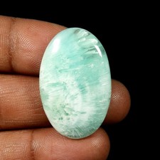 Cabochon en cristal d'Aragonite bleu naturel pierre précieuse forme ovale...