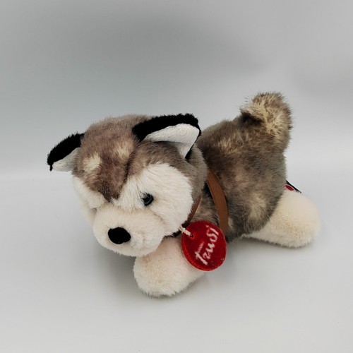 Peluche chien husky gris blanc - chien,