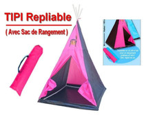 Tipi rose et gris / Tente d'indien avec sac de rangement