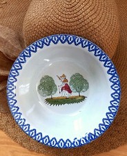 SALADIER St CLÉMENT n°6 -1940-50 JEUNE FILLE avec FUSEAU & QUENOUILLE PEINT MAIN