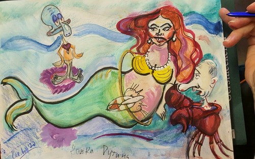 Dessin original poutine crabe - original,