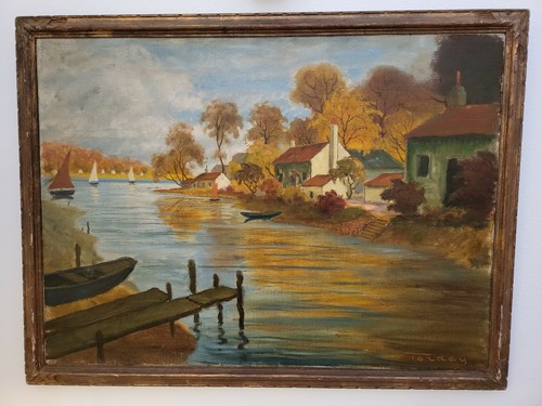 Peinture huile paysage - :,