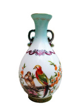 Vase chinois en porcelaine CH'ING DYNASTY collection Franklin Mint motif Oiseaux
