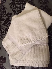 Bath Set 3 Pieces Full Body Towel Hand Wash Cloth Standard Textile Brady White