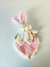 Doudou Plat Lapin De Sucre Blanc Rose Clair Doré Or Losanges Doudou Et Compagnie