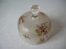 Ancienne cloche à gâteaux en verre décor floral fleurs émaillé 14 cm Art Table