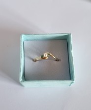 Bague Or 18K Perle De Culture Épaulée De Pierres  Verte T 54 - 55 , Gold 750