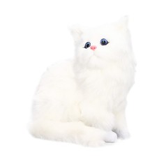Simulation Cat White Cute Attractive Plush Fake Cat Toy With 84mAh Battery For