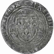 [#1280502] France, Charles VII, Blanc à la couronne, Romans, Silver, VF