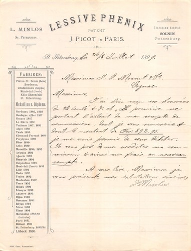 Facture 1899 lessive phenix j - ,