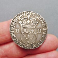 Louis XIV - 1/4 Ecu - Frappé au Marteau - Avers côté Croix - 1644 H  La Rochelle