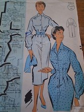 ANCIEN PATRON ECHO DE LA MODE French Pattern 1960 ROBE CHEMISE   T 44