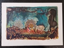 Pierre Cadiou Lithographie en couleurs illustrations Georges Brassens estampe