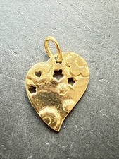 Ancien Pendentif Médaille Plaquer Or Breloque coeur 